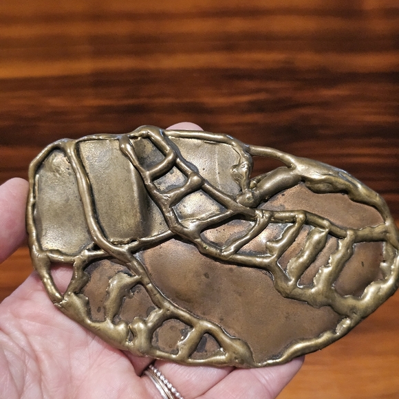 Vintage  FORDER Belt Buckle - 80s Hand Forged Brass Buckle Belt - Picture 8 of 8